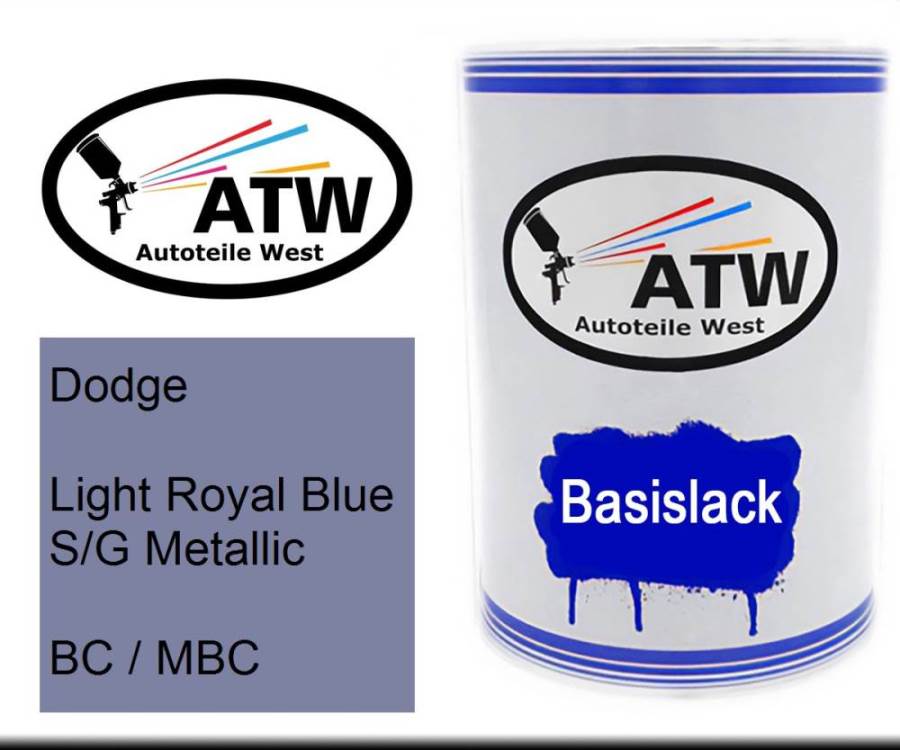 Dodge, Light Royal Blue S/G Metallic, BC / MBC: 500ml Lackdose, von ATW Autoteile West.